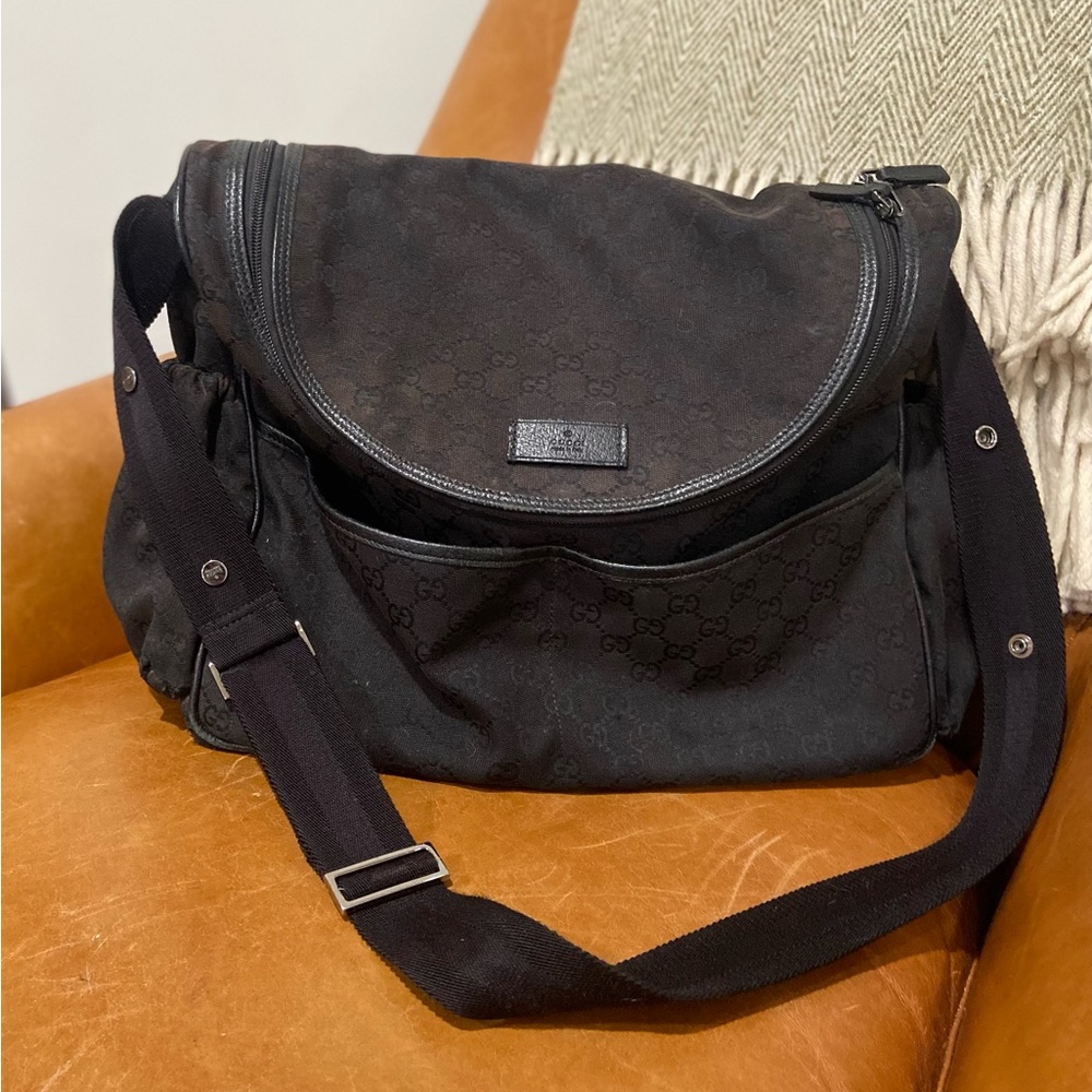 Large black Gucci diaper bag